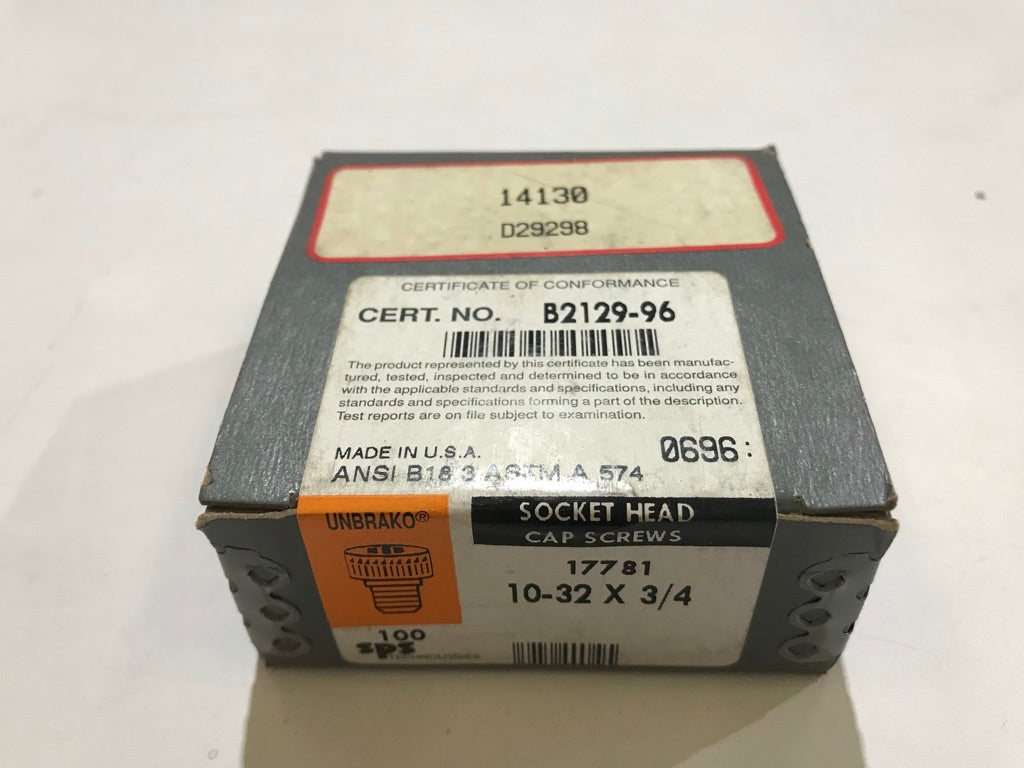 10-32 x 3/4" Socket Head Cap screws, Anodize Black, Box of 100 ES5004