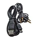 Cables, 1 each-USB (Type-A) to Mini-USB connector, 33" AND 2-each-Audio 3.5mm to 2.5mm adapter jumpers (One=11", One= 33"). ES7570