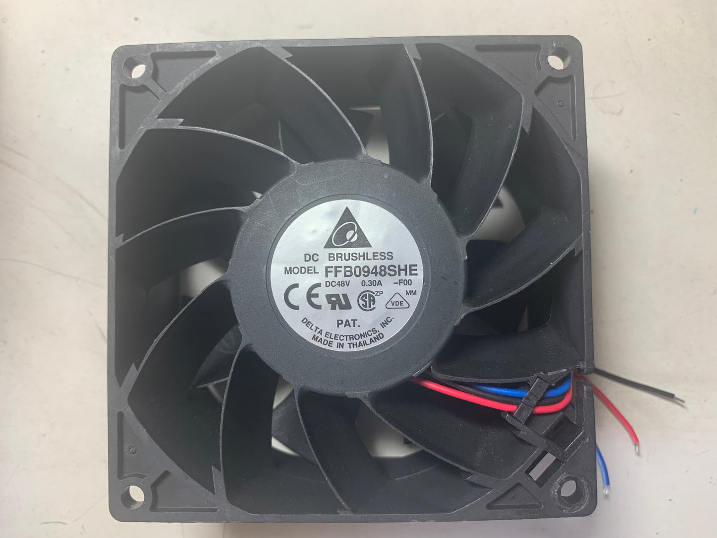 Fan 48VDC .30A 92X38 3 WIre 2 1/2” Long to Bare Ends ES7767