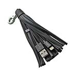 Edge Black Leather Tassel with Keychain, USB and micro USB connectors for iPhone, iPad, iPod. ES7480