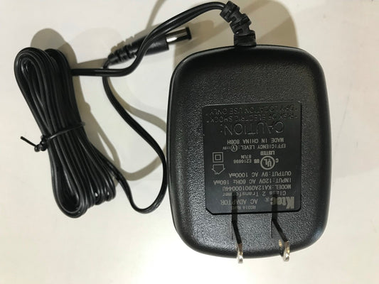 Power Adapter I/P: 120VAC 60Hz 160mA; O/P: 9VAC 1000mA ES6843C