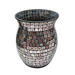 Set of two Moroccan Tile Mosaic Glass Wastebasket 10-1/8" high, top 8.0" diameter, base 6.0" diameter ES7445