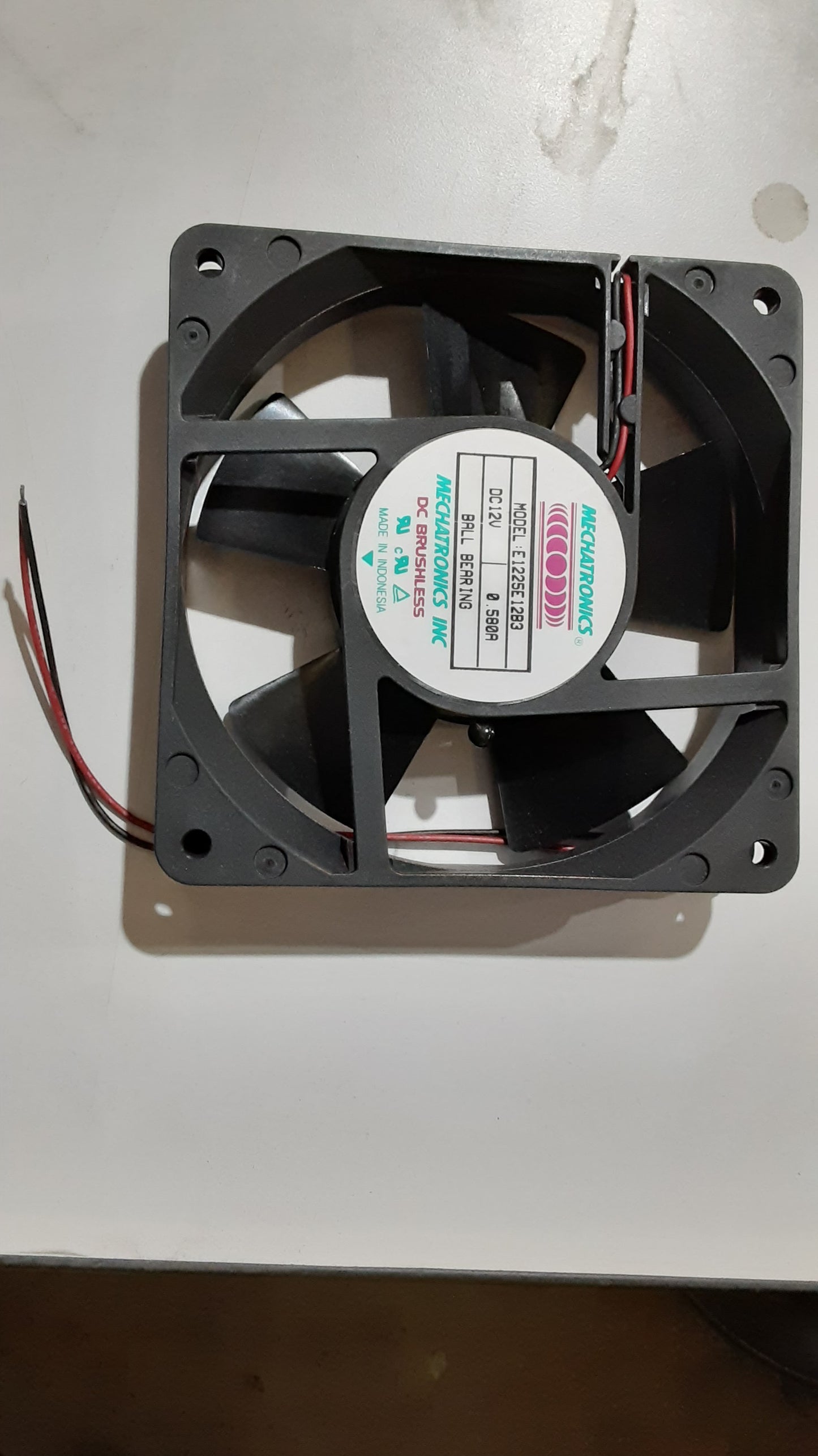 Fan 12VDC .580A 120X25 2 Wire 11” Long to Bare Ends
